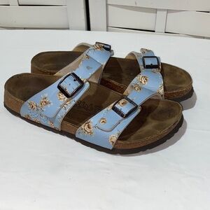 Birkenstock Birkis Floral Blue Sandals with Buckles Size 8